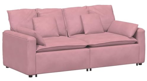 vidaXL Modulares Sofa mit Kissen Rosa, modulare Couch, anpassbares Sofa, modernes