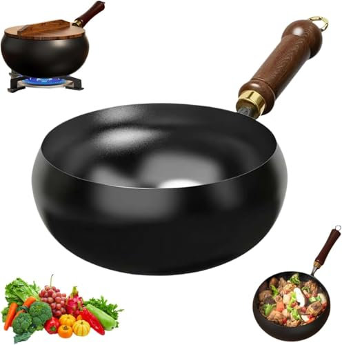 Chinesische Wok- Traditionelle Eisenpfanne FüR Gesundes Kochen | Gusseisen Wok Mit Anti-Scenen-Griff | Eisengeschirr Mit 24/28 Cm Durchmesser FüR Kochkocher Von KöPfen (28CM)