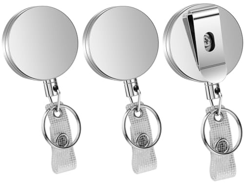 3 Stücke Schlüsselanhänger Ausziehbar, Ausweishalter Ausziehbar, Einziehbarer schlüsselanhänger,70 cm Ausziehbar Stahldrahtseil,Ausweishalter Ausziehbare mit Gürtel-Clip,Retractable Keychain