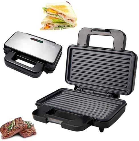 Electric Steak Grill Maker, 1000W Double-sided Heating with Non-Stick Plates, LED Indicator, for Sandwich, Chicken Steak, Panini, Grilled Fish, BBQ
