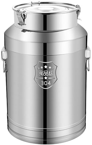 FEVKFTXF Récipient de Stockage de Liquide Anti-Fuite 15L-88L, bidon de Lait en Acier Inoxydable 304, Pot fourre-Tout Commercial avec Couvercle scellé Robuste,20L