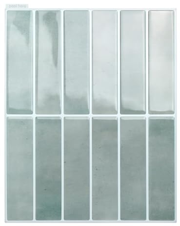 Putentfun Klebefliesen Küche, 10 Stück, 3D Fliesenaufkleber Fliesen Selbstklebend Metro Wandfliesen Küchenfliesen Selbstklebend Küchenrückwand Bad, 29 × 23 cm,Hellgrün