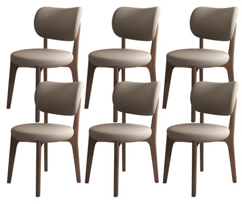 Lot de 2/4/6 chaises de salle à manger modernes du milieu du siècle – Coussin rond en cuir synthétique – Design en bois massif pour cuisine, salle à manger, salon, chambre à coucher, bureau (noyer