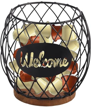 Kaffeekorb 15x12cm Kaffee Pod Halter Metall Kaffeekapsel Korb Klein Kaffee Kapselhalter Kaffeekapseln Aufbewahrung für Zuhause Küche Café Kneipe Snackbar Teebeutel (Schwarz)