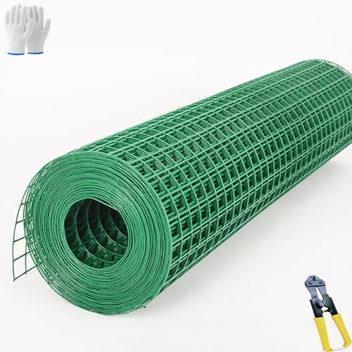 Rouleau de grillage soudé avec revêtement en PVC - 1,2 x 18 m - Grillage pour bordure de jardin, légumes, plantes, volailles - 1,6 mm (3 x 3 cm)