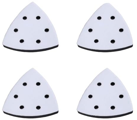 Oiieco 4 cuscinetti abrasivi triangolari 93 x 93 x 93 mm, cuscinetti per levigatrice in schiuma con gancio e anello con 6 fori, cuscinetti per levigatrice per mouse in velcro, ricambio per levigatrici