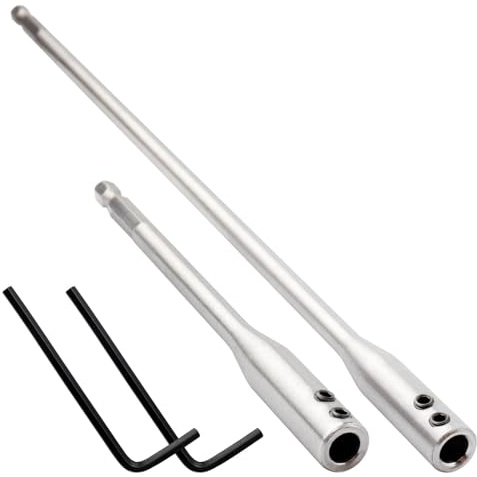 Treki 2pcs Rallonge de Foret 150mm/300mm Extension de Foret en Acier à Haute Teneur en Carbone Rallonge de Perceuse 1/4 Rallonge de Mèche en Bois 6.35mm Rallonge de Tige avec 2 Clés Hex
