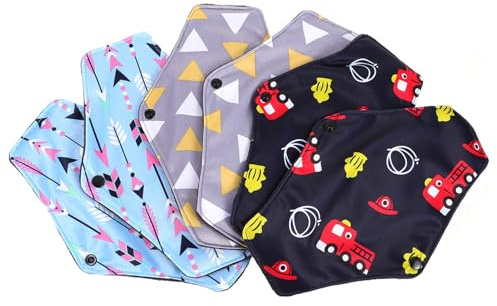 CONGARTENO 6 Stück Waschbare Menstruationsbinden mit Stay Dry Oberfläche und Zwei Druckknöpfen für Period Panties Inklusive Aufbewahrungsbeutel Zufällige Farbe Zufälliger Stil