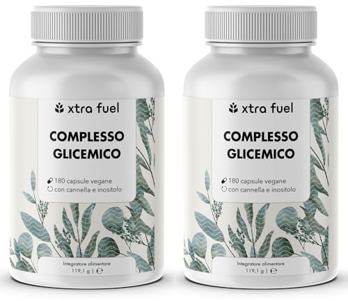 Complesso per la glicemia - 360 capsule ad alto dosaggio - con cromo, cannella di Ceylon, mio-inositolo, foglie di olivo e zinco