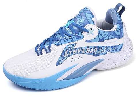Unisex basketskor halkfria slitstarka stötdämpande utomhusskor for par moderiktiga sportskor Skor för promenader(White blue,36 EU)