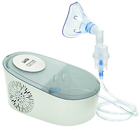 Laica NE2012 Inhalador-Nebulizador a pistones, se puede usar con todo tipo de medicamentos, con un compartimento para guardar los accesorios