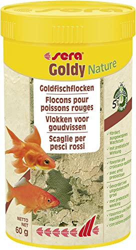 sera Goldy Nature 250 ml - Goldfischfutter für gesundes Wachstum & prächtige Farben, Fischfutter fürs Aquarium, Flockenfutter mit hoher Futterverwertbarkeit und somit weniger Algen