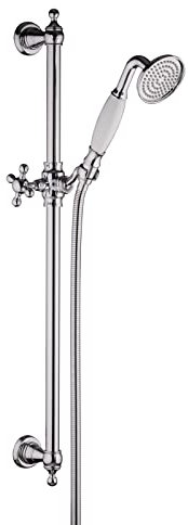 PaulGurkes Duschstange Retro Nostalgie Handbrause Keramik Duschkopf Chrom Duschsäule Brauseschlauch 160cm Duschschlauch 1,6m Vintage Brausestange Brausehalterung Landhausstil