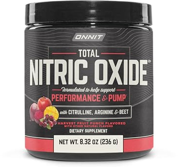 ONNIT Total Nitric Oxide Exercise Performance Powder, IGEN Non-GMO Tested Dietary Supplement for Muscle Performance and Recovery, NO3-T Arginine Nitrate, Harvest Fruit Punch Flavor, 20 Servings