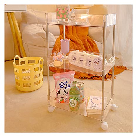 LXBAMKEA Acryl Beistelltisch, Klar Endtische, Snack-Tisch, Kaffeetisch, Esszimmer Bar Servierwagen, Gebrauchskarren Mit Räder, Multifunktional Lagerung Möbel, Nachttisch