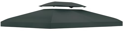 Outsunny Ersatzdach für Metallpavillon 3x4m wasserabweisend Pavillondach mit Doppeldach, Ersatzbezug für Gartenpavillon Partyzelt Gartenzelt Polyester Kohlegrau