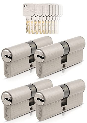 GERCAR Pro 4 cilindros de cierre 35/35 con cierre uniforme, 4 cilindros de perfil, incluye 20 llaves, 70 mm, cerradura de puerta de 70 mm, 4 cilindros – Longitud: 70 mm, A: 35 B: 35 – Latón macizo