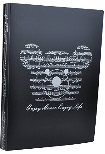 Notenhefter für Notenblätter, Notenordner, Papieraufbewahrungsmappe, Dokumentenhalter, blanko, Kunststoff, A4-Größe, 40 Taschen (Musikbär-Aktenordner, schwarz)