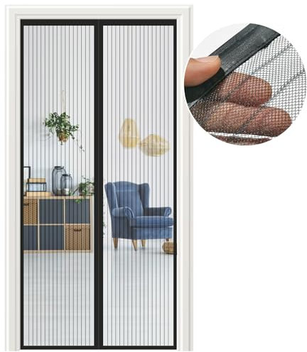 Meet Beauty Fliegengitter Balkontür 110x210cm | Magnet Fliegengitter Tür Ohne Bohren | Schwarzes Insektenschutzgitter für Tür & Balkon, Schützt vor Fliegen, Mücken & Insekten