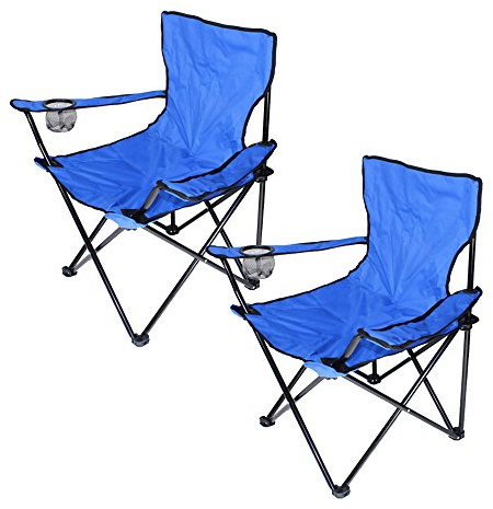 Lot de 2 Chaise Bleu Chaise de Camping Pliante Siège Pliable Portable Léger Chaises de Pêche avec Porte-gobelet et Sac de Transport Chaise de Plage Chaise de Pique-nique d'extérieur, Jusqu'à 130 kg