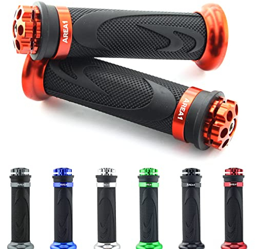 Area1 Lenkergriffe kompatibel mit Duke 125, 200, 690 / kompatibel mit 620 E Duke (RS1/Orange) - Aluminium - Motorradzubehör - Griffe