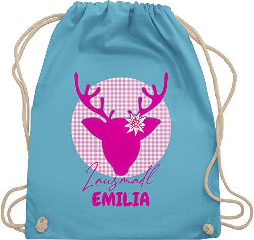 Turnbeutel Rucksack - Kompatibel Oktoberfest - Lausmadl Hirsch - Unisize - Hellblau - oktoberfest-tasche trachten edelweiß tasche trachtenrucksack bayrisch edelweiss beutel trachtenrucksäcke