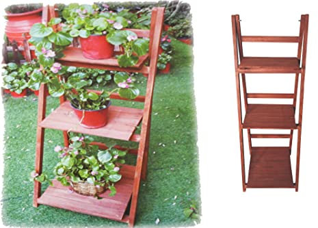 Planter indoor outdoor Wooden Plant Stand 3 shelf stand ladder display Garden Decorative Rack Ladder and Shelving for Flowers garden shelves Display Planter for Plants Garden Flowers