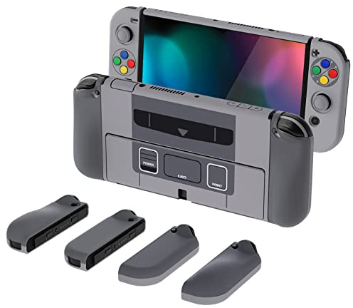PlayVital Hårt Skal för Nintendo Switch OLED,Skyddsfodral Fodral för Switch OLED,AlterGrips Ergonomiskt Protective Case med Tumgrepps Kåpor&Knapp Kåpor-Klassisk SNES EU-Stil