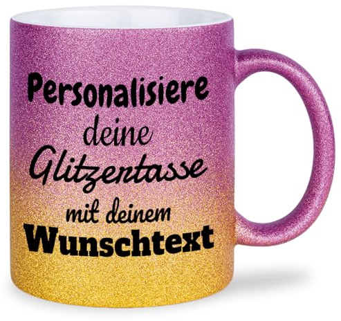 glitzertassen.de® | Personalisiert mit deinem Wunschtext | Tasse mit Glitzer | Geschenkidee | Geburtstag | Kaffeetasse | lustige Sprüche | Keramik | 330 ml | Violettgold