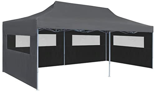 KOIECETA Partyzelt 3x6 m Pavillon Seitenteile Faltzelt Gartenpavillon Gartenzelt Bierzelt Faltpavillon (Anthrazit)
