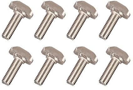 QUARKZMAN M6 x 20mm T-Slot Rilascio Perno Scorrevole Vite Bullone x 8pz Carbonio Acciaio Metrico Martello Testa Bullone per 30 Serie Alluminio Estrusioni Argento Tono