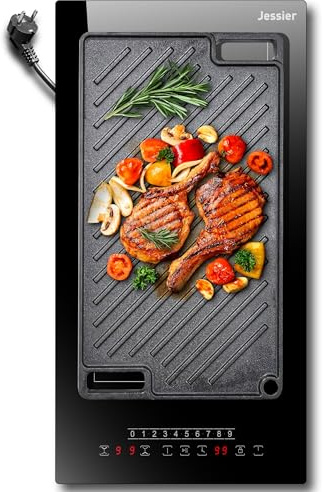 Jessier Induction Hob with Flexible Zone, 2 Zones Plug in Electric Hob | 9 Power Levels Setting, Pause Function, Timer, Child-safety Lock, 30cm, 2800W