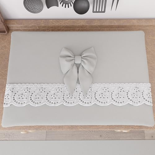 PETTI Artigiani Italiani - Cache Plaque de Cuisson avec Dentelle de Saint-Gall 50x70 cm, Protection Plaque Induction et a Gaz en Coton, Gris Clair, Accessoires De Cuisine, 100% Made in Italy