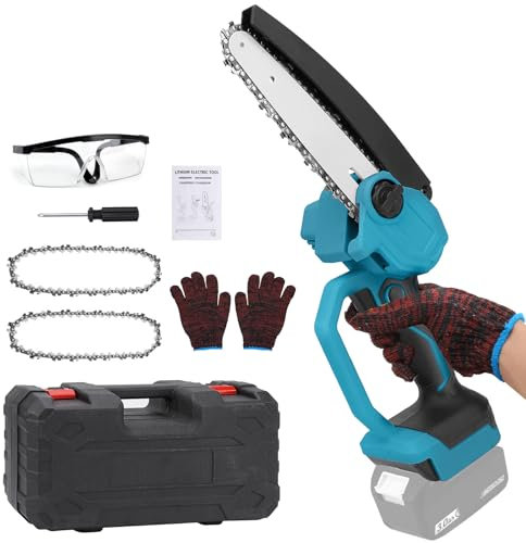 Mini Akku Kettensäge kompatibel mit Makita 18V-Akku,6 Zoll Mini Kettensäge 18V,Kabellose Tragbare Einhand-Kettensäge,für Gartenarbeit, Holzschneiden und Beschneiden (Ohne Akku)