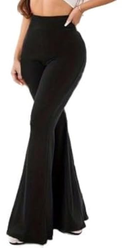Vaimti Plus-Size Casual Pants for Women high-Waisted Bell Bottoms for Women, Black, 3X