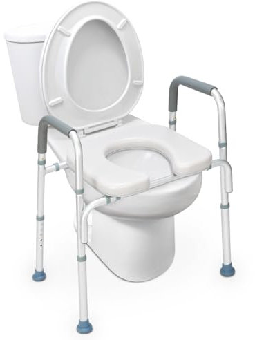 HEAO Rehausseur WC avec accoudoirs pour personnes âgées, hauteur réglable pour WC pour personnes âgées, handicapées, handicapées