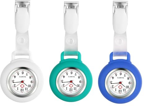 Avaner Krankenschwesteruhr Silikon Schwesternuhr mit Clip: Taschenuhr Krankenschwester Schwesteruhr Pflegeruhr Ansteckuhr FOB Analog Quarzwerk Uhr für Arzt Doktor Krankenschwester Damen Herren