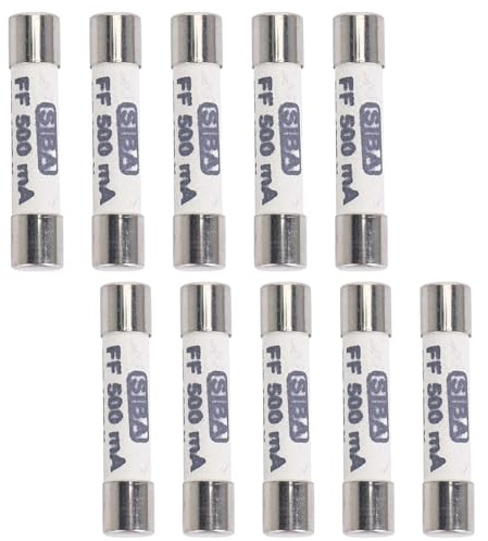 Gokelomg Lot de 10 fusibles en céramique blanche pour multimètre 1000 V 500 mA 6,3 x 32 mm