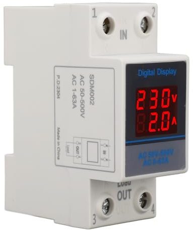 Voltmetro su Guida Din Misuratore di Tensione CA Misuratore di Corrente Amperometro Misuratore di Tensione Monofase Ampere Tester di Tensione e Corrente con Trasformatore