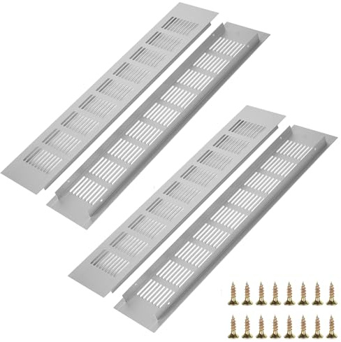 Befun 4 Stück Rechteckig Lüftungsgitter, Aluminium Luftgitter 80mmx400mm | Design des inneren Anti-Rutsch-Streifens, Feuchtigkeits- und feuchtigkeitsbeständig, für Schuhschrank, Bad, Küche, Wohnzimmer