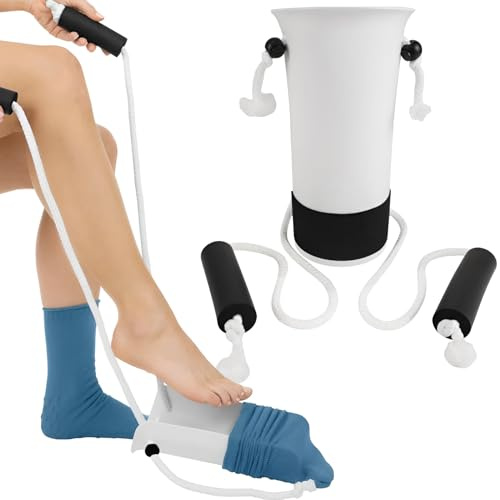 USYSGT Aiuto per Calzini Anziani, Calzacalze Ausilio, Aiuto Calzino, Ausili per Infilare Calze per Anziani e Donne Incinte, per Indossare e Togliere i Calzini Senza Piegarsi (Bianco)