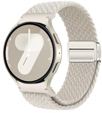Geflochtenes Armband Kompatibel mit Samsung Galaxy Watch 7 6 5 4 40mm 44mm/6 Classic 43mm 47mm/5 Pro 45mm No Gap Armband mit Magnet Galaxy Watch Band für Damen Herren(Sternenlicht)