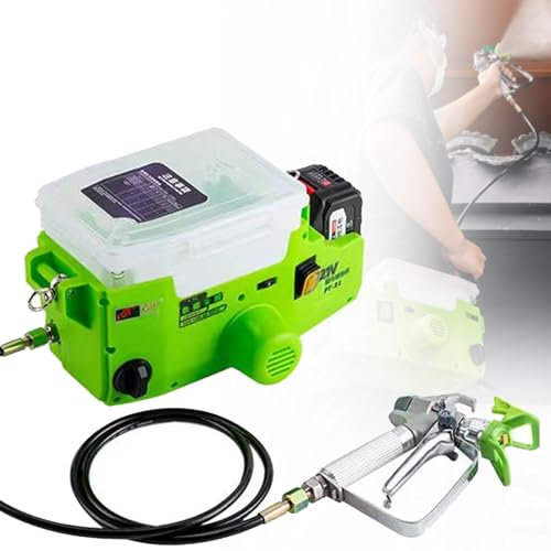 HENGCMM Pistola a Spruzzo per Verniciare, 500W Sistem verniciatura a spruzzo con Contenitore da 1700 ml, spruzzatore airless Professionale Electric Spray Paint System, 6 velocità di Marcia,1Battery
