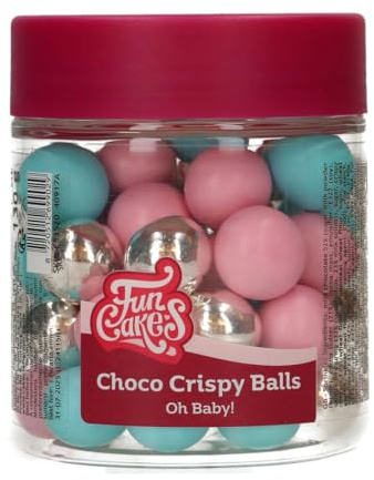 FunCakes Choco Crispy Balls OH BABY! - Perles di Cioccolato, Ottime per decorare torte, cupcake, biscotti, crostate e molto altro - Decorazione per torte - 60g | Perle di Cioccolato Commestibili, Perfette per Decorare Torte, Cupcake, Biscotti, Dolci e Altro