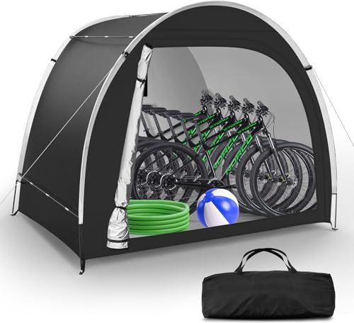 Bike Storage Tent Sheds - Outdoor Storage Waterproof, Upgraded 6.56x4.92x5.58ft Bicycle Shed Tent, Portable Bike Covers Shelter with Carry Bag for Motorcycle, Garden Tool - Medium