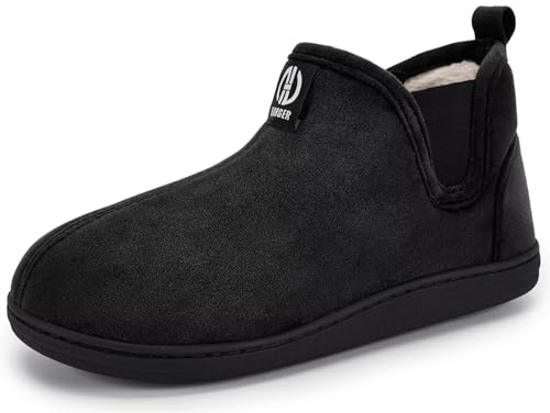 GURGER Zapatillas de Estar por Casa Mujer Hombre Forro de Cálido Botas de Casa Invierno Botas Chelsea Interior Exterior Espuma Viscoelástica Altas Pantuflas de Casa Botines Negro 36 37