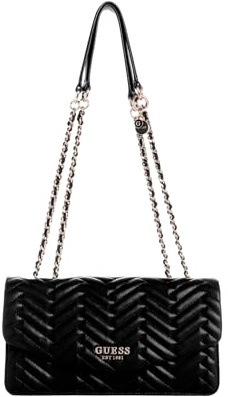GUESS Damen Anning Convertible Crossbody Flap Umhängetasche, Schwarz