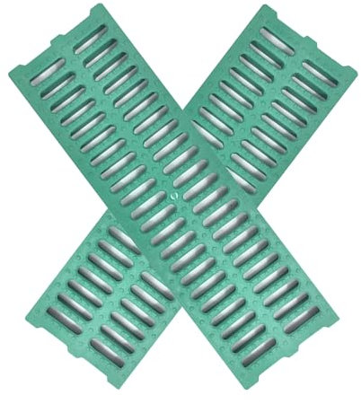 Dailify Entwässerungsrinne 2er-Pack Rasen- Gully-Abdeckungen, Terrasse Deck Plätze Regenwasser-Gitterroste, Grünes Graben-Drainagesystem für Zuhause Schule Park, 25cm (9 7/8)