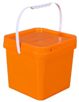 Colcolo Square Bucket with Handle and Lid Multipurpose All Purpose Pail Food Storage Container, Sturdy, Airtight, Leak-Proof - Plastic Storage Container for Garage Kitchen House Cleaning Home, 5L