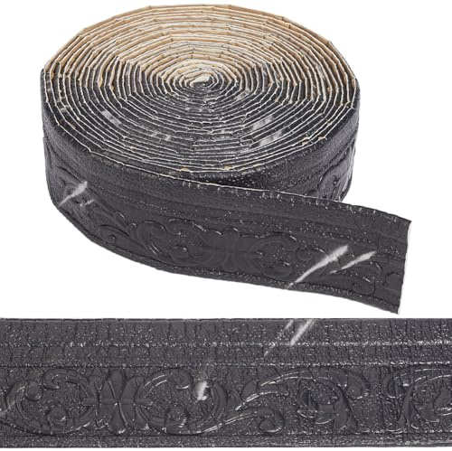 CRASPIRE Moldura de Corona Autoadhesiva de 394 x 3.14 pulgada Flexible 3D con Vetas de Mármol Negro Borde de Papel Tapiz Borde de Zócalo Borde de Pared Adhesivo de Espejo Líneas de Base de Espuma